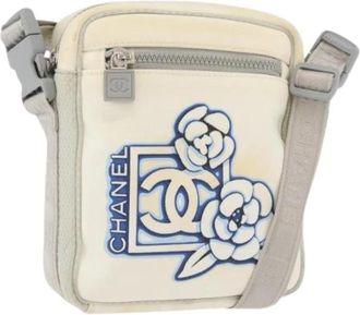Chanel Pre-owned Vintage Nylon Schoudertas - Dames - Vintage Schoudertas - Wit - ONE Size - Nylon - Vintage