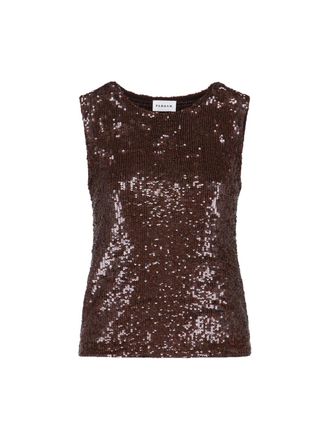 P.A.R.O.S.H. Brown Sequin Sleeveless Top