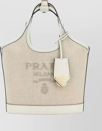 Prada textured fabric shoulder bag with top handle