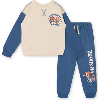 Disney Zootopia Fleece Sweatshirt and Pants Set in Zootopia Cream Blue at Nordstrom, Size 18M