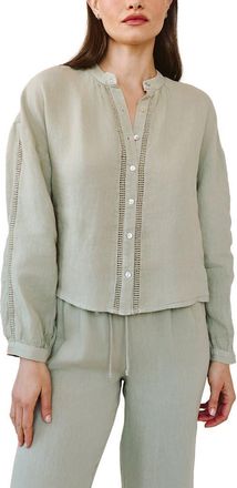 Bella Dahl Open Stitch Linen Top in Green Tea at Nordstrom, Size X-Small
