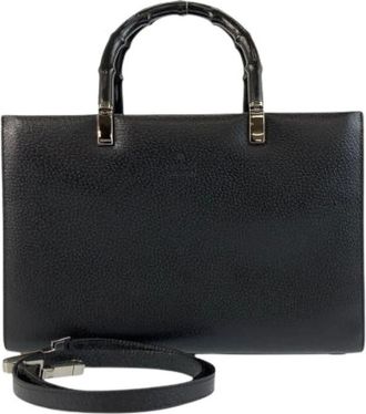 Gucci Pre-owned Handbags, female, Black, Size: ONE SIZE Pre-owned Leather Handbag