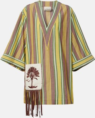 Alemais Clover embroidered striped cotton minidress