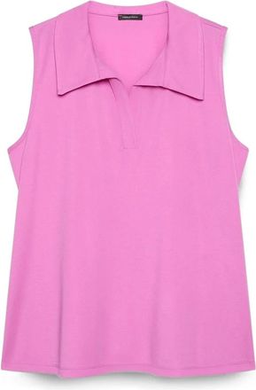 Fiorella Rubino Jersey Top met polokraag - Dames - Tops zonder mouwen - Roze - S - Nylon - Tops