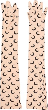 Marine Serre crescent-moon print gloves - women - Recycled Polyamide/Recycled Elastane - M/L - Neutrals