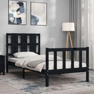 vidaXL Vidaxl - Estructura De Cama Individual Con Cabecero Madera Maciza Negro