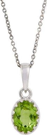 Savvy Cie Jewels Rhodium Plated Sterling Silver Semiprecious Stone Pendant Necklace in Silver/Green at Nordstrom Rack