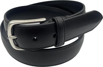 Paolo Vitale Leren Riem met Massief Messing Gesp - unisex - Riemen - Zwart - 110 CM - Leer - Accessoires