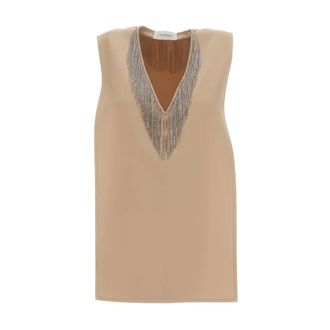Sportmax Geometric Sleeveless Top - female - Sportmax - Tunics - Beige - 2XS - Blouses & Shirts