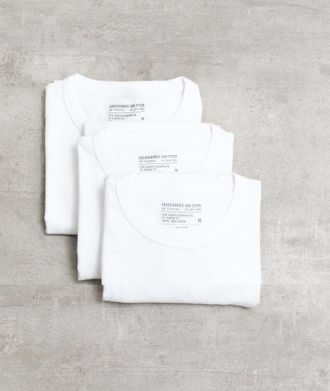 Abercrombie & Fitch confezione da 3 T-shirt basic classiche bianche-Bianco