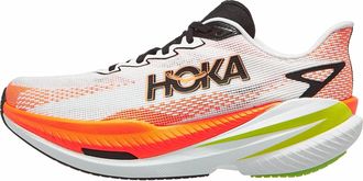 Hoka One One Mens Mach X 3 Running Shoes In White/neon Tangerine