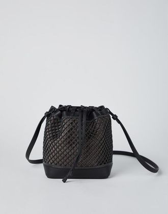 Brunello Cucinelli Womens Black Leather Mesh Bag