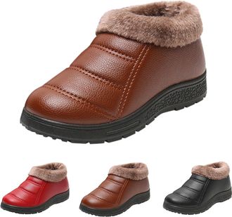 Generic Women Winter Snow Boots Comfortable Warm Fur Lined Slip On Ankle Boots Ladies Lightweight Waterproof Shoes Outdoor Thick Thermal Casual Walking Bootie