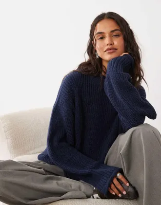 Abercrombie & Fitch maglione morbido lavorato a maglia navy-blu navy
