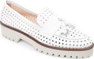 Patricia Green Beckham Tassel Lug Loafer in White Perforated at Nordstrom, Size 10