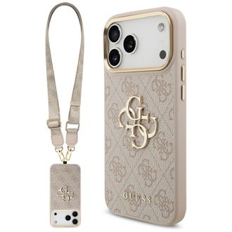 OEM Custodia Guess 4g Big 4g Classic Logo Big Strap Con Pulsanti In Metallo Per Iphone 17 Pro Max Rosa