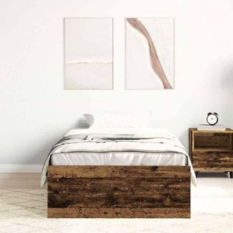 Berkfield Home Durable Bed Frame without Mattress Old Wood 90x190 cm Single Engi in Brown