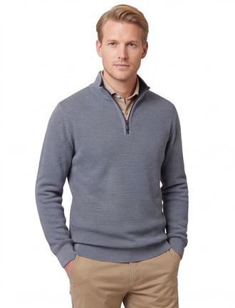 Casamoda trui Casa Moda blauw half zip