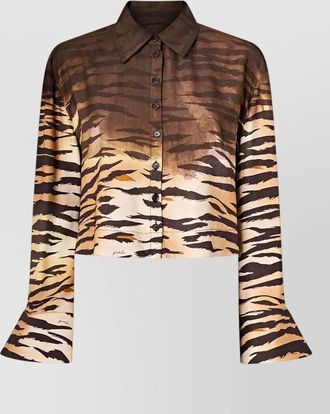 Pinko cordelia animal print cropped viscose shirt