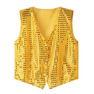 Generic Mens Glitter Sequin Suit Waistcoat, Festive Party Vest for Weddings & Celebrations