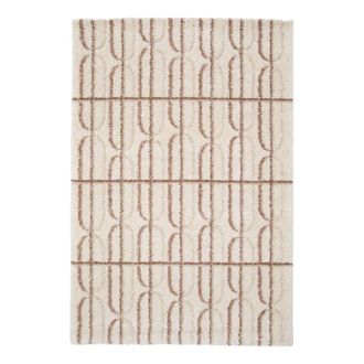 Sweeek Alfombra interior con dise&ntilde;o gr&aacute;fico en crema, rosa y marr&oacute;n