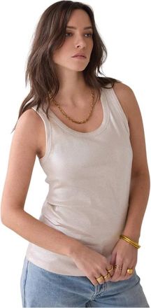Summum Ribbed Tank Top - Dames - Tops - Beige - Maat: 2XL Katoen