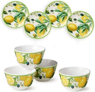 Certified International Limone 8pc Canape Plate & Dip Bowl Set
