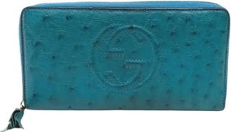 Gucci Tweedehands leren portemonnees - Dames - Vintage Accessoires - Blauw - ONE Size - Vintage