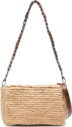 Ibeliv Hafa raffia shoulder bag - women - Calf Leather/Raffia - One Size - Neutrals