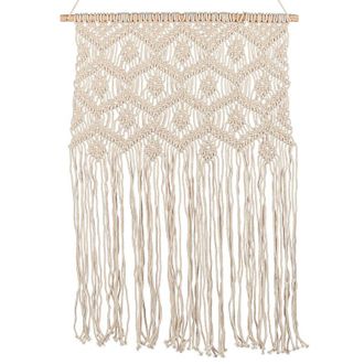 Beliani Decoraci&oacute;n De Pared De Algod&oacute;n Beige 56 X 70 Cm Hecho A Mano Macram&eacute; Kaleri