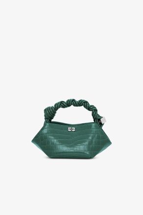 Ganni Green Croco Patent Mini GANNI Bou Bag in Pineneedle Lyocell/Polyurethane/Leather Womens