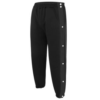 Generic Mens Tear Away Basketball Pants Snap Button Trousers Loose Fit Athletic Joggers Training Sweatpants with Pockets, High Split Track Pants for Sports, C