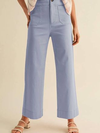 Merci High Waist Cropped Wide Leg Pants In Cornflower Blue