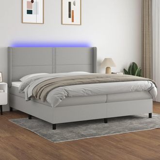 vidaXL Vidaxl - Cama Box Spring Con Colch&oacute;n Tela Y Led Gris Claro 200x200 Cm