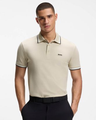 HUGO BOSS Mens Paddy Polo Shirt in Tan Cotton - Size X-Large