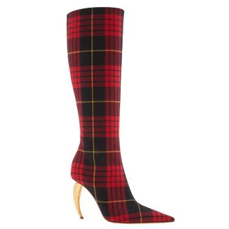 Roberto Cavalli Tartan Knee-High Boots, Brand Size 38 ( US Size 8 )
