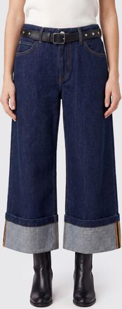 Pinko Jeans cropped a gamba larga in denim con risvolto sul fondo