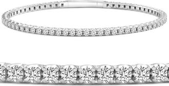 Pompeii3 3Ct Round Diamond Flexible Oval Bangle Womens Bracelet 14k White Gold Lab Grown Size: 6.75
