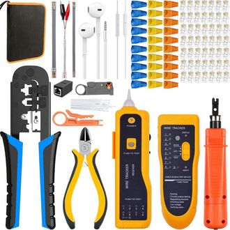 None MAYLINEE - Set di 50 pinze spelafili RJ45, cavo per telefono portatile, pinza spelafili, set di attrezzi per spelafili, 50 pezzi (rosso)