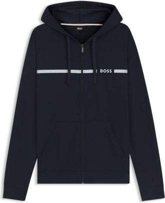 BOSS Cotton-terry jacket with logo and stripe