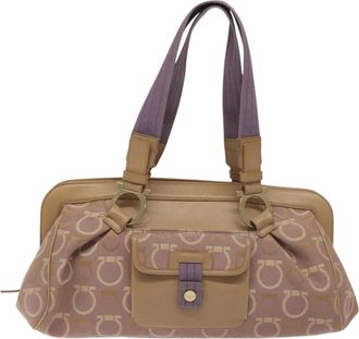 Ferragamo Gancini Purple Canvas Tote Bag (Pre-Owned)
