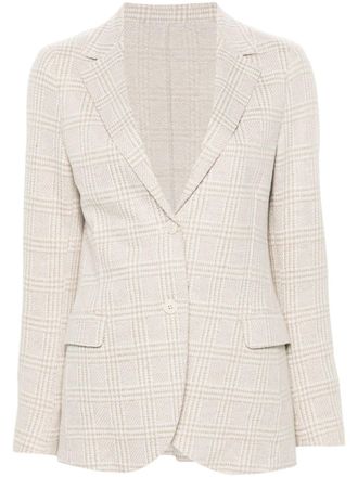 Eleventy Prince-of-Wales-check blazer - women - Wool/Viscose/Polyamide/Other fibres/Acetate/Viscose - 40 - Neutrals