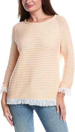 Forté Cashmere Textured Fringe Pullover