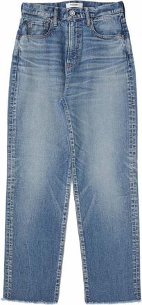 Moussy Womens Evelyn Cropped Straight-High Rise Jeans In Medium Blue