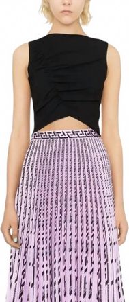 Versace Gathered Sleeveless Top In Black