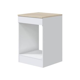 Dmora Mueble Para Horno Pau, Base Para Horno Empotrado, M&oacute;dulo De Almacenamiento Con Horno, Estructurapara Electrodom&eacute;sticos, 60x60 H90 Cm, Blanco Y Roble -