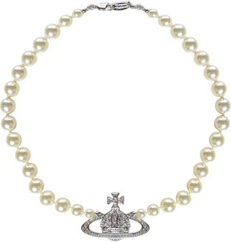 Vivienne Westwood Accessoires, Dames, Wit, ONE Size, One Row Bas Relief Parelketting