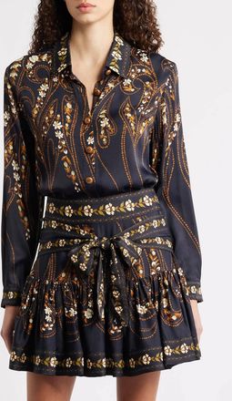 Farm Rio Garden Silhouette Shirt In Black