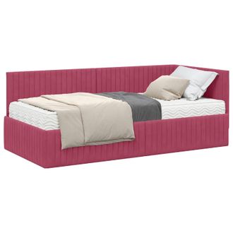 vidaXL Estructura De Cama Esquina Con Colch&oacute;n 2 Pcs Verde Terciopelo Vidaxl