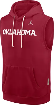 Nike Jordan Mens Oklahoma Sideline Jordan Brand Dri-FIT College Sleeveless Pullover Hoodie in Red | 0JB469WOKN-65K